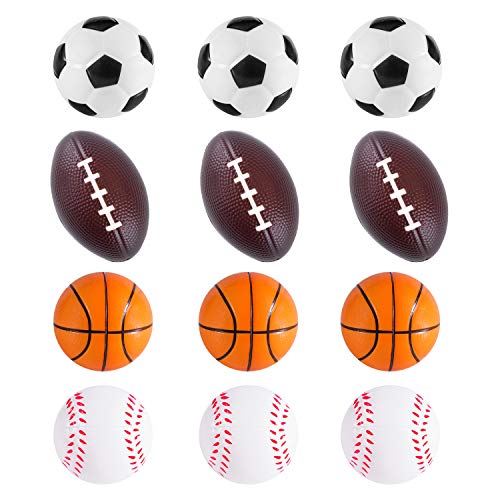 Super Z Outlet Mini Foam Sports Balls (12-Pack) – Assorted Baseball, Football, Basketball, Soccer for Party Favors, Stress Relief, and Play