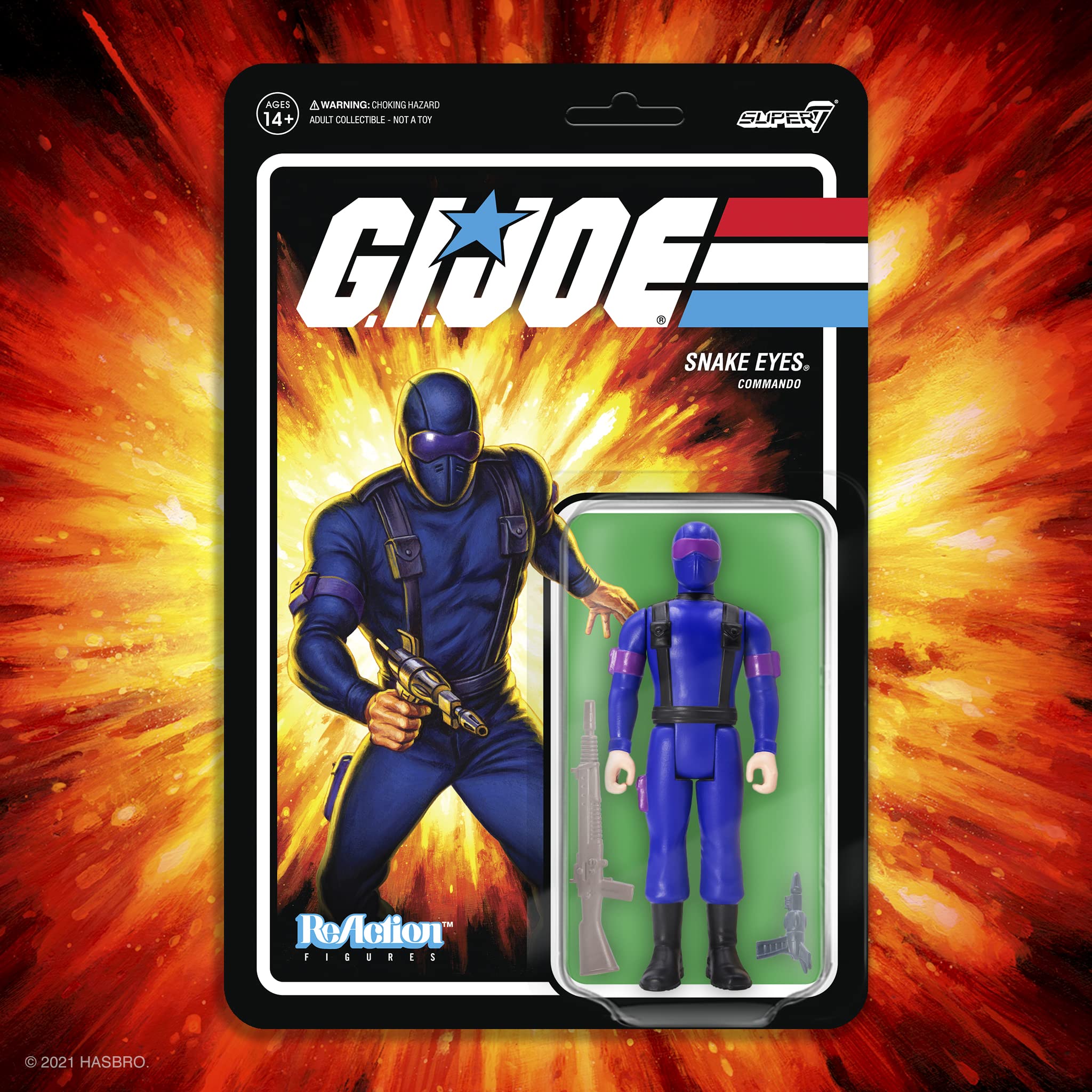Super7 G.I. Joe Snake Eyes 3.75" ReAction Figure with Pistol, Cannister, and Laser Rifle