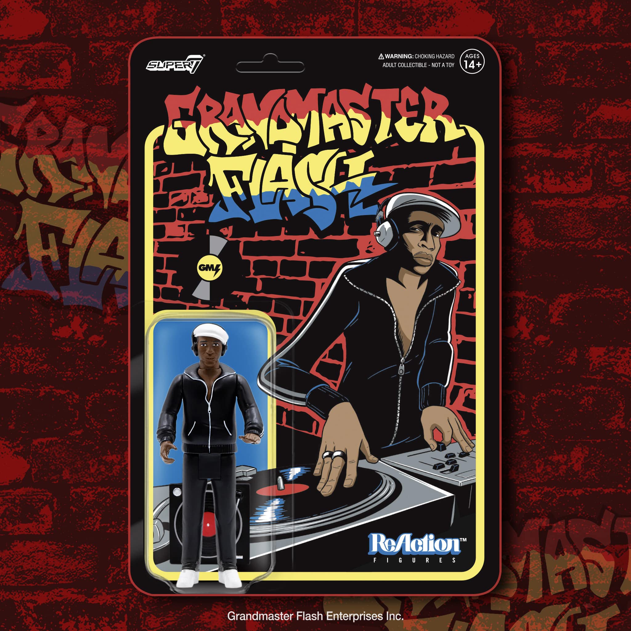 Super7 Grandmaster Flash ReAction Figure - 3.75" Hip Hop Collectible with Turntable Accessory
