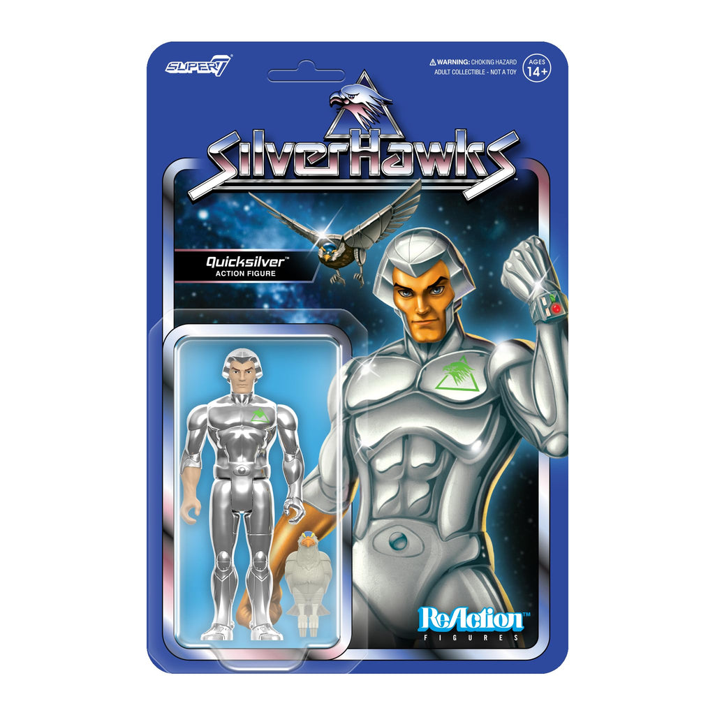 Super7 SilverHawks Quicksilver (Toy Version) ReAction Figure - 3.75" Retro Action Figure with Tally-Hawk Accessory