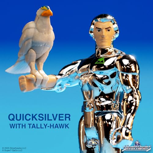 Super7 SilverHawks Quicksilver (Toy Version) ReAction Figure - 3.75" Retro Action Figure with Tally-Hawk Accessory