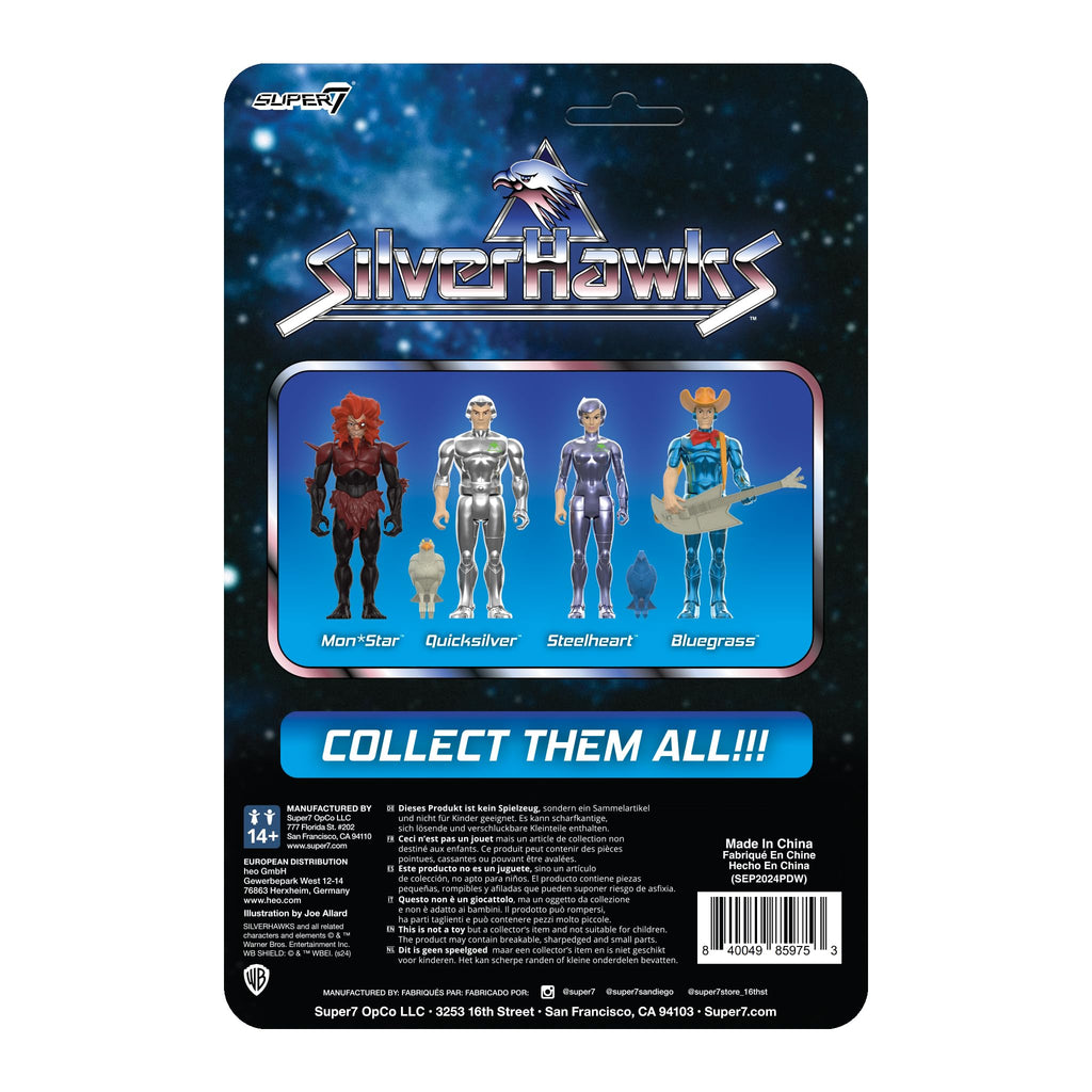 Super7 SilverHawks Quicksilver (Toy Version) ReAction Figure - 3.75" Retro Action Figure with Tally-Hawk Accessory