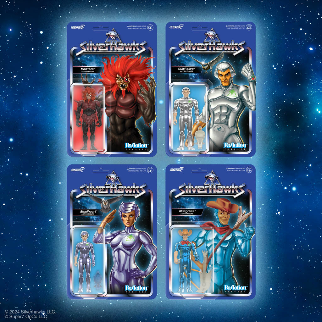 Super7 SilverHawks Quicksilver (Toy Version) ReAction Figure - 3.75" Retro Action Figure with Tally-Hawk Accessory