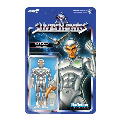 Super7 SilverHawks Quicksilver (Toy Version) ReAction Figure - 3.75" Retro Action Figure with Tally-Hawk Accessory
