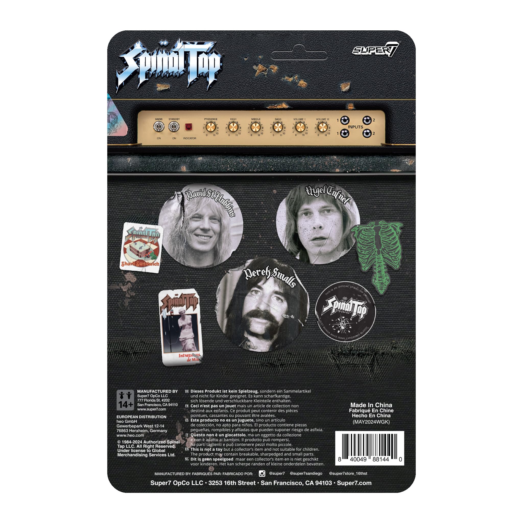 Super7 Spinal Tap Derek Smalls Action Figure – 3.75-Inch ReAction Figure with Blue Bass Guitar Accessory