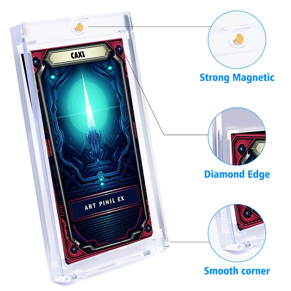 superaimi 4-Pack Magnetic Card Holders with Acrylic Stands – Transparent Display for MTG, Sports Cards, 35pt