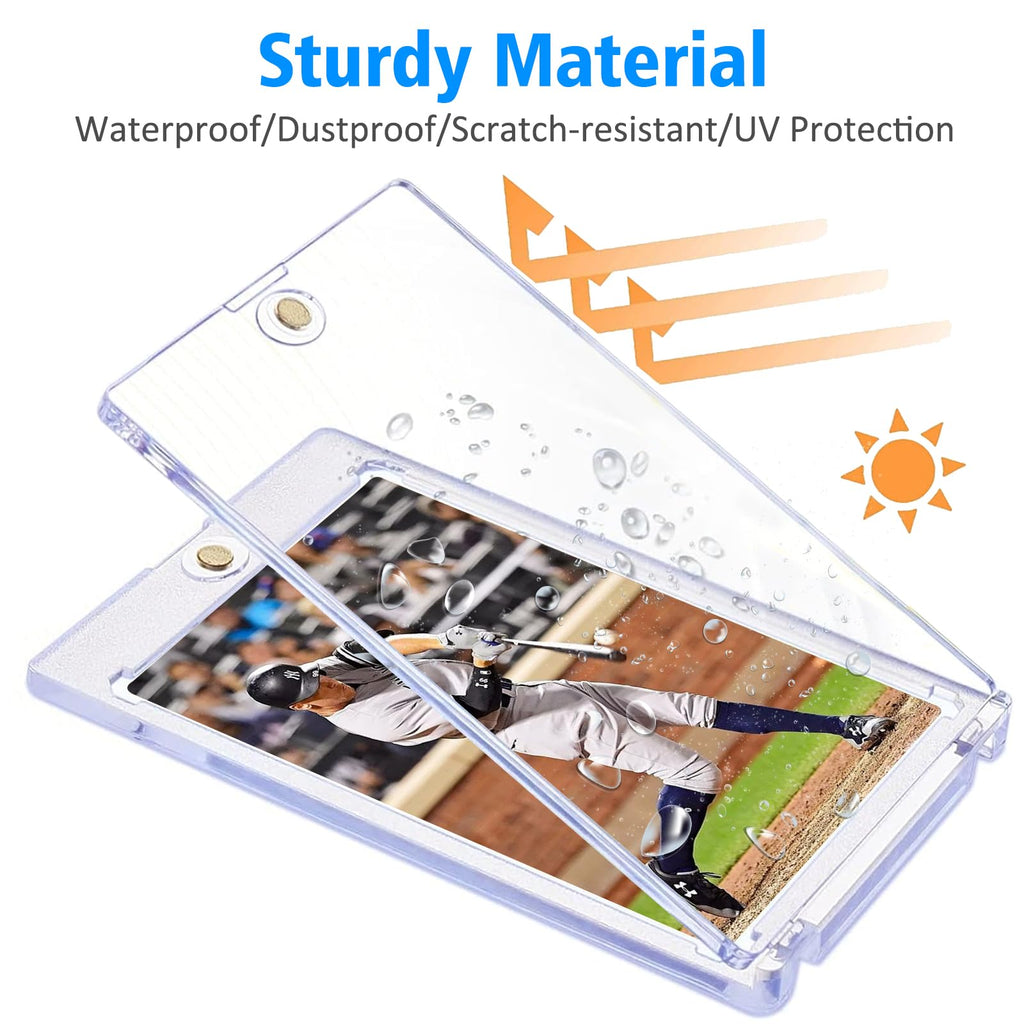 superaimi 4-Pack Magnetic Card Holders with Acrylic Stands – Transparent Display for MTG, Sports Cards, 35pt