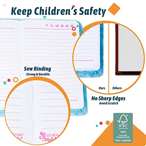 SuperStyle Shark Plush Lock Diary – A5 Secret Notebook for Kids Ages 6-12