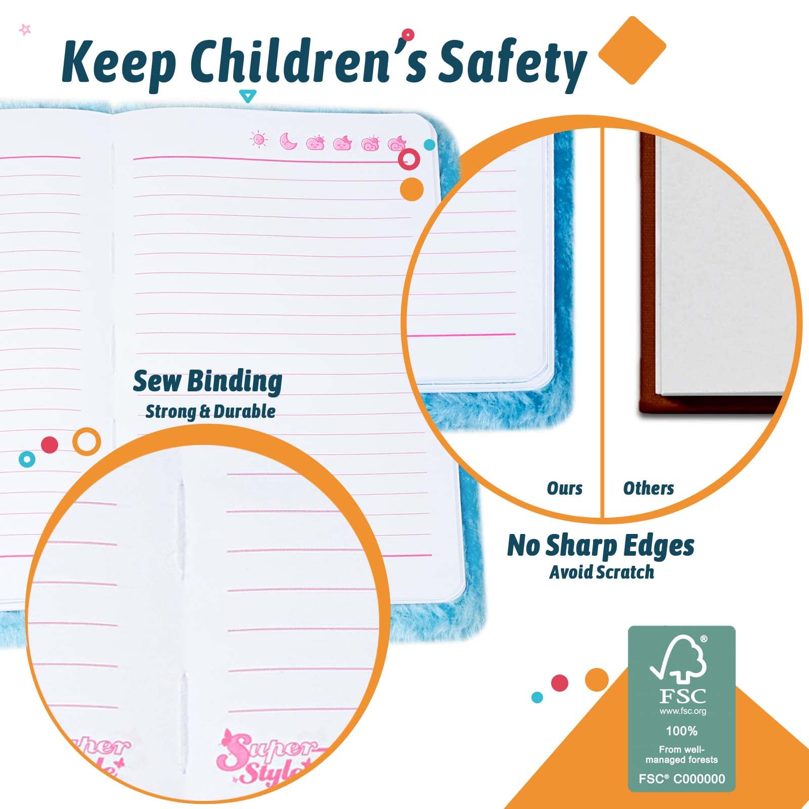 SuperStyle Shark Plush Lock Diary – A5 Secret Notebook for Kids Ages 6-12