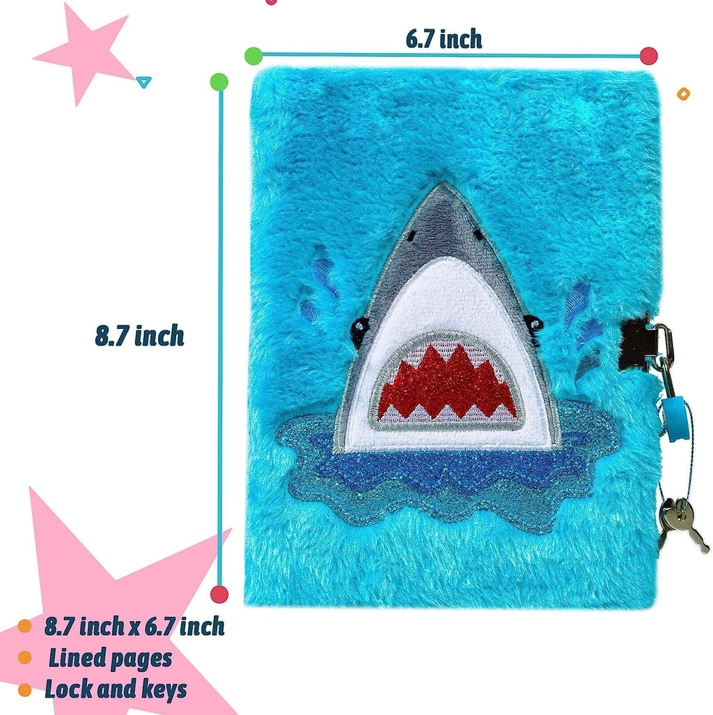 SuperStyle Shark Plush Lock Diary – A5 Secret Notebook for Kids Ages 6-12