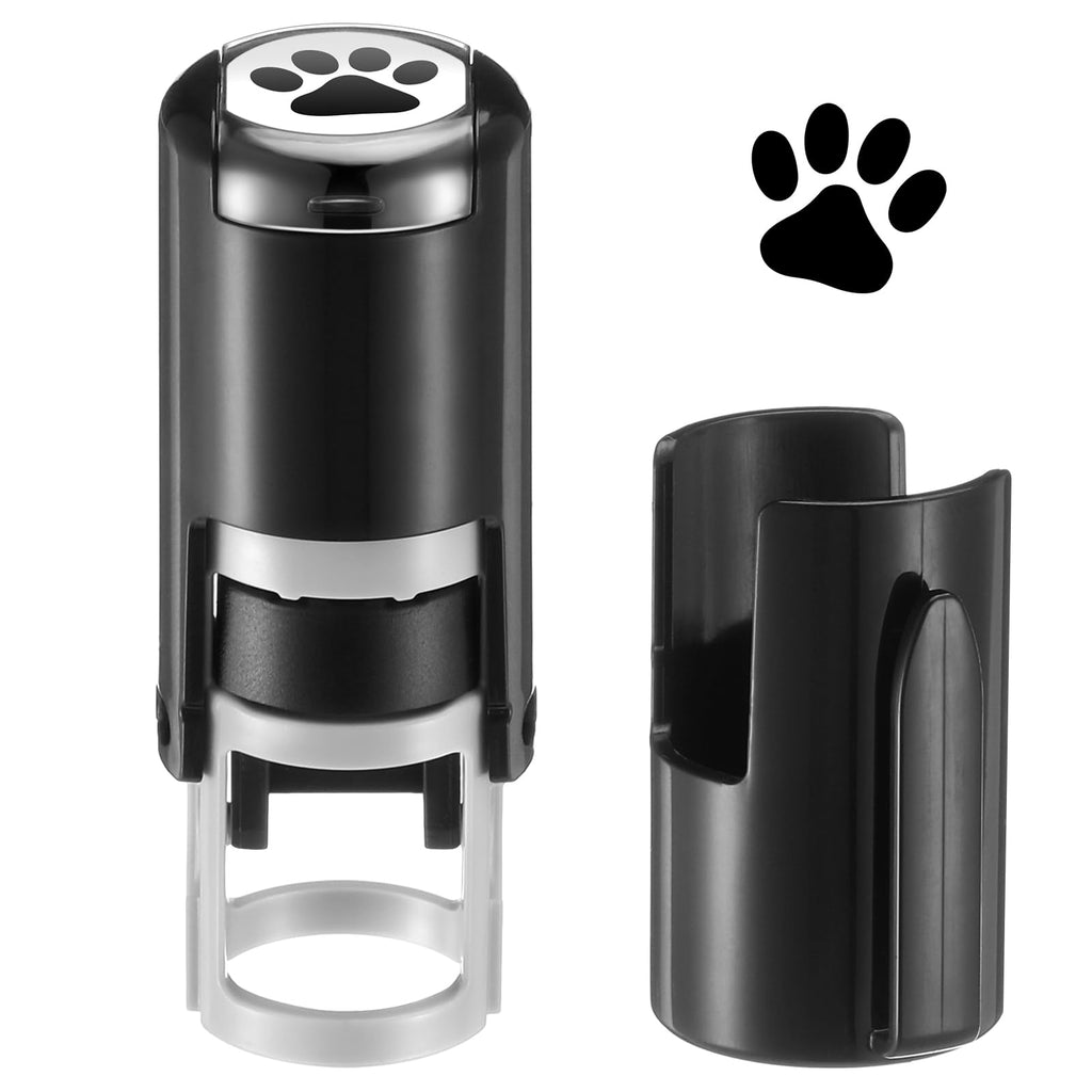 Supervitae 2-Pack Paw Print Stamps – Mini Black Self-Inking Stamper for Classroom Crafts and Party Favors