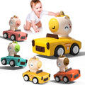 SUPVIB Press to Go Friction Inertia Car Animal Toddler Toy for 1-3 Year Old - 360° Rotating Head Click Sound