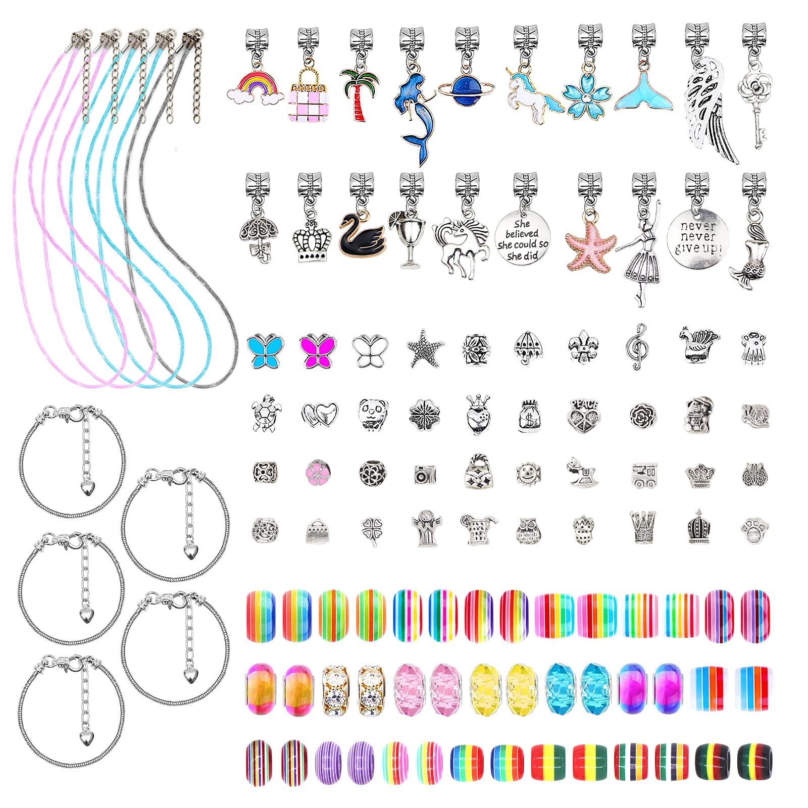 SUREHOME 110-Piece Charm Bracelet Making Kit for Girls Ages 5-12 – DIY Jewelry Craft Gift