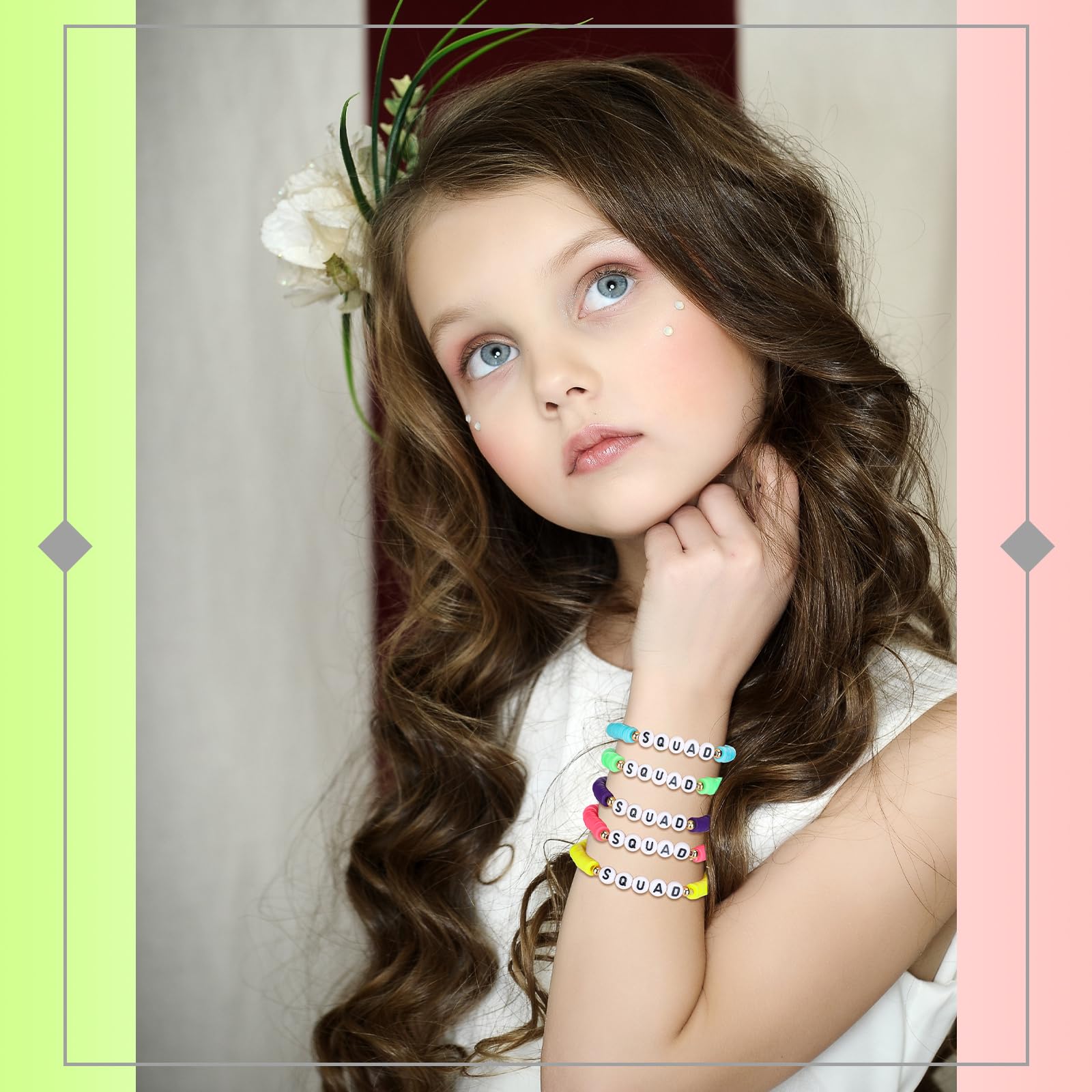 Sureio 24 Pack Rainbow Friendship Bracelets with Letter Beads – Stretch Elastic for Kids, Tweens, Women