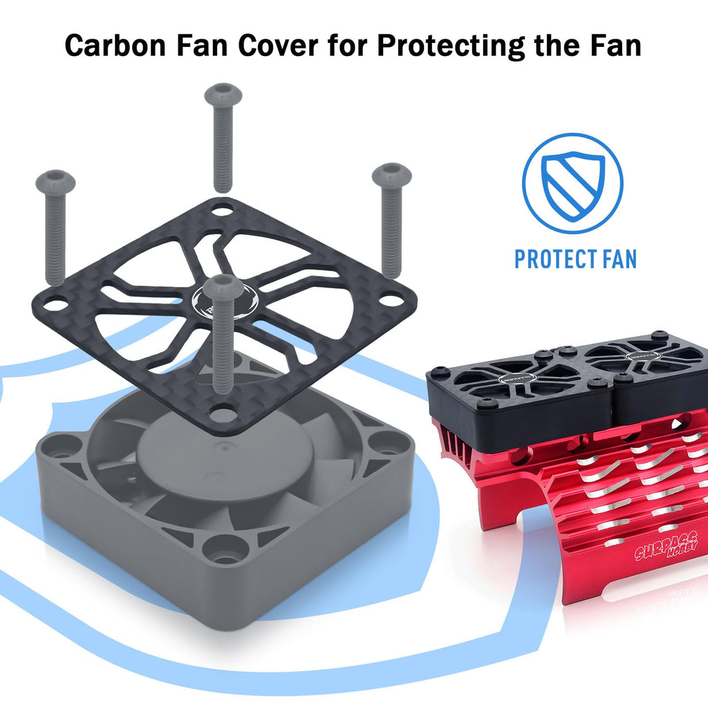 Surpass Hobby 40mm RC Cooling Fan - 16000 RPM High Speed Motor Fan for 1/8 1/10 RC Cars Trucks Truggies (Without Heatsink)