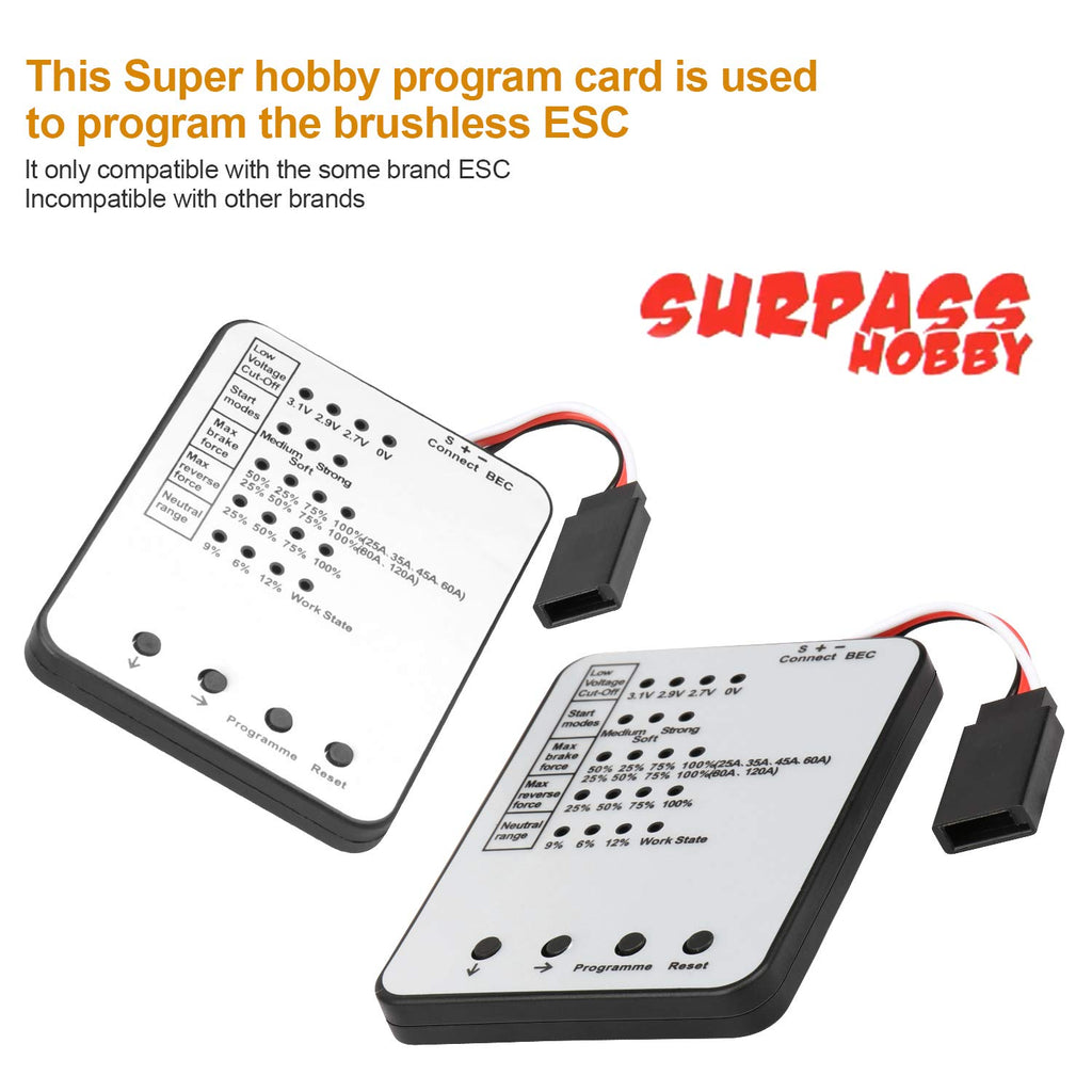 Surpass Hobby Programming Card - LED Program Box for Brushless ESC 25A-150A (White)