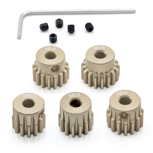Surpass Hobby USA M0.6 13-17T 7075 Aluminum Pinion Gear Set for 1/10 RC Cars, 3.175mm Bore