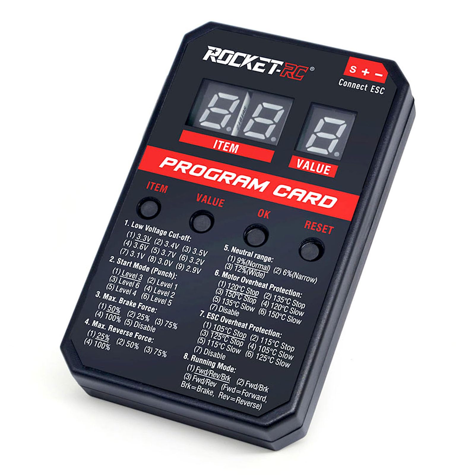 Surpass Hobby V2 ESC Programming Card – Compatible with Surpass Hobby & Rocket-RC Brushless ESCs (50A-110A)