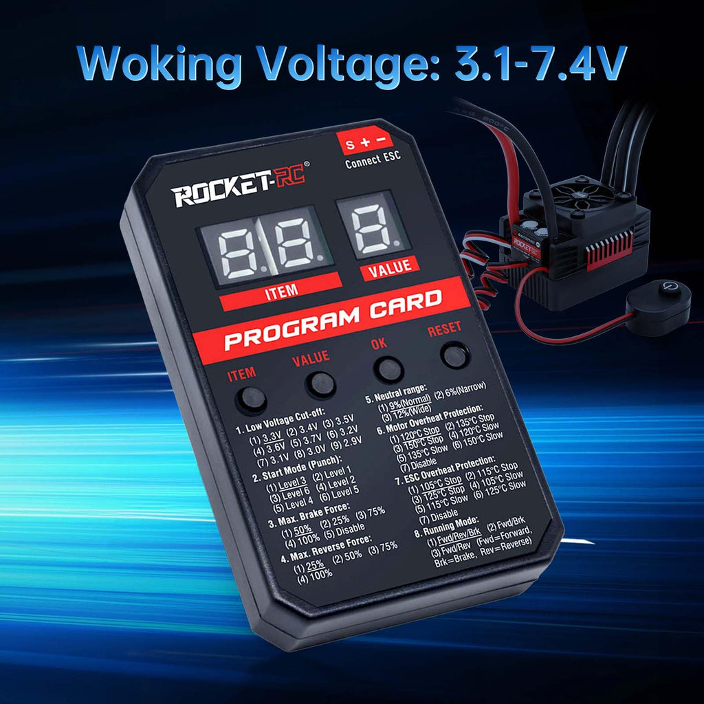 Surpass Hobby V2 ESC Programming Card – Compatible with Surpass Hobby & Rocket-RC Brushless ESCs (50A-110A)