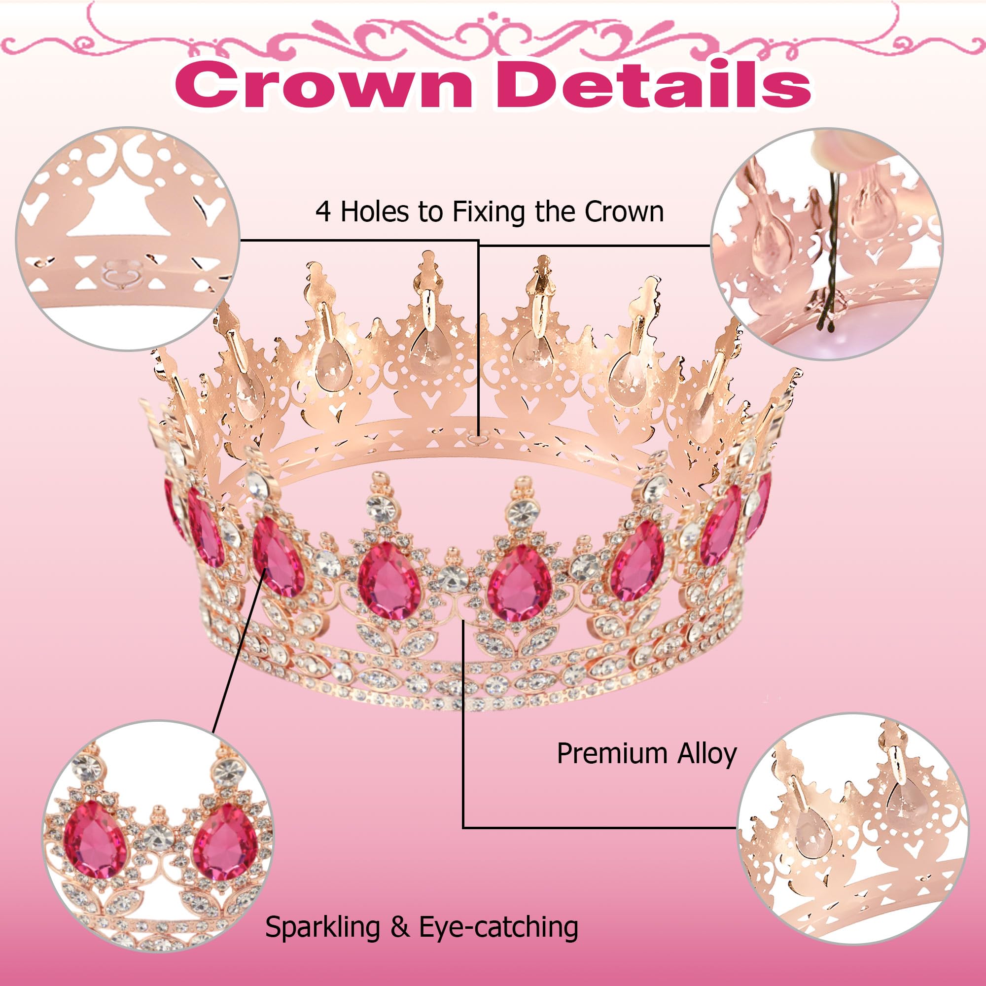 SUTROMA Crown Cake Topper Set – Rose Gold Tiara & Birthday Decorations Kit