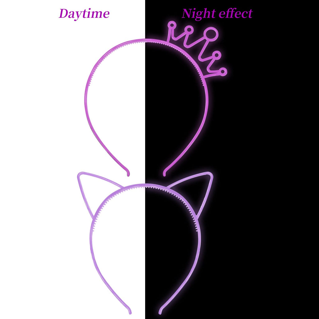 Suyegirl Glow in The Dark Cat Ear Crown Headband for Kids Party Supplies