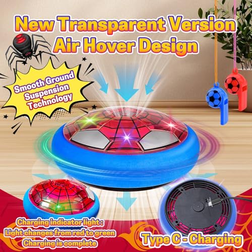 SUYUKI Spider Hover Soccer Ball - Rechargeable LED Air Football for Kids Ages 3-10