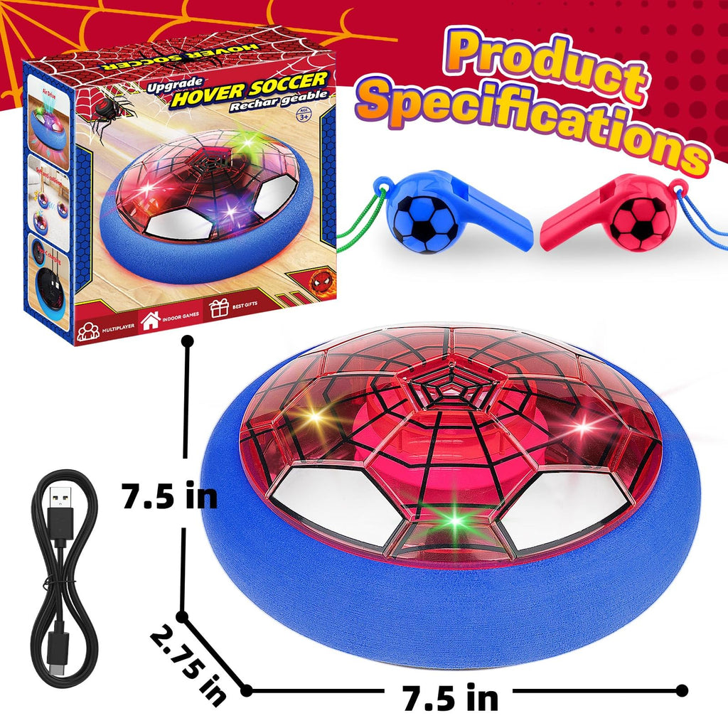 SUYUKI Spider Hover Soccer Ball - Rechargeable LED Air Football for Kids Ages 3-10