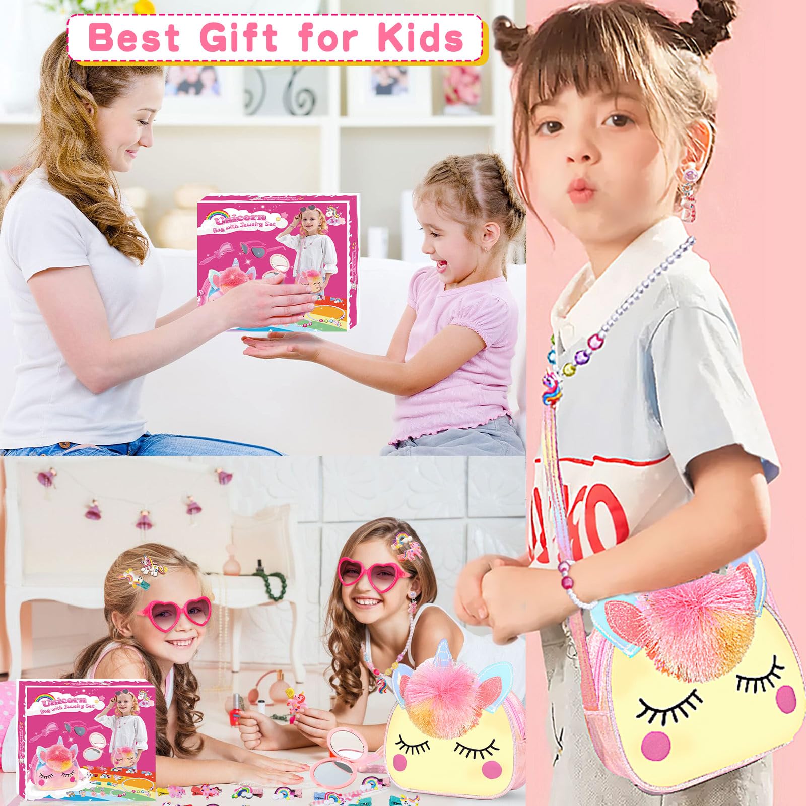 SUYUKI Unicorn Toys for Girls Ages 4-10 – 20 Piece Bag and Jewelry Set