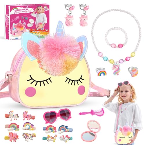 SUYUKI Unicorn Toys for Girls Ages 4-10 – 20 Piece Bag and Jewelry Set