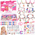 SUZUTOY Bracelet Making Kit for Girls Ages 4-12 - Unicorn Jewelry Craft Set with 18 Beads, 18 Pendants, Adjustable Bracelets, and More