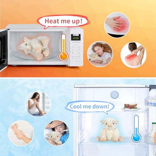 SUZZIPAD White Highland Cow Stuffed Animal – Microwavable Plush Toy for Heat & Cold Therapy