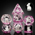 Swan-Themed Resin Dice Set 7-Piece Polyhedral RPG Dice with Velvet Pouch - DNDND