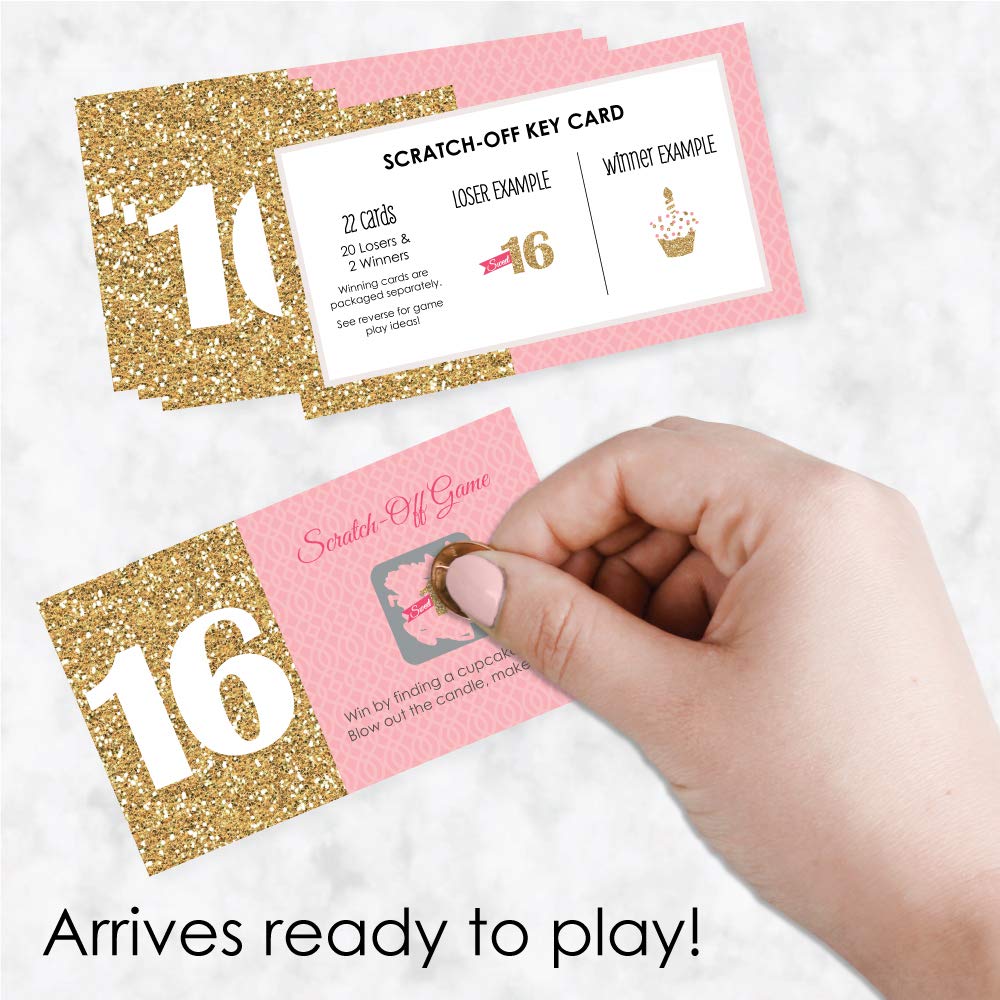 Sweet 16 Scratch-Off Cards – 22-Count Party Game by Big Dot of Happiness