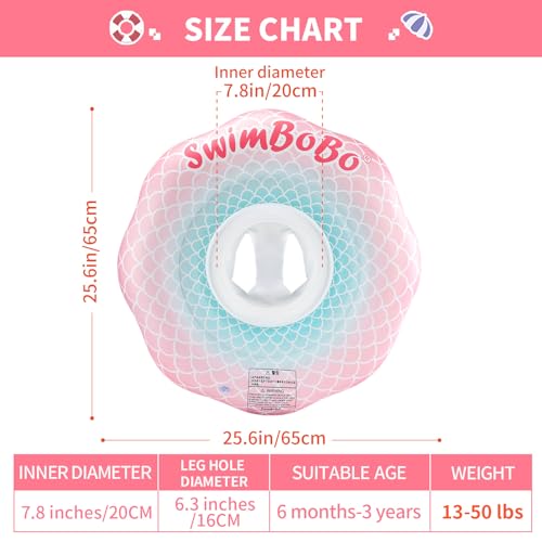 Swimbobo Inflatable Baby Swimming Float – Pink Mermaid for Ages 6–36 Months