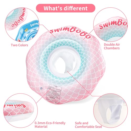 Swimbobo Inflatable Baby Swimming Float – Pink Mermaid for Ages 6–36 Months