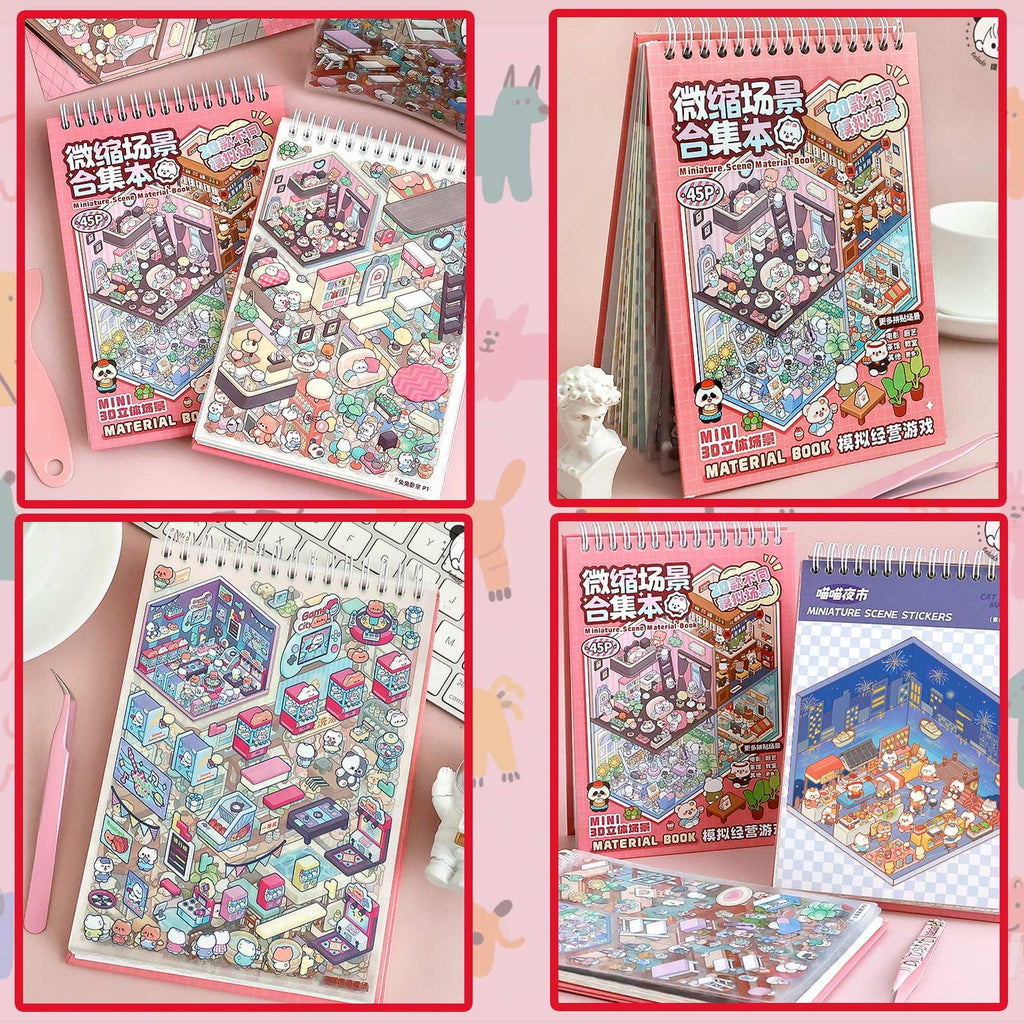 SWIMDOG 20 Sets DIY 3D House Sticker Scenes for Adults - Cute Reusable Peel-and-Stick Craft Set for Stress Relief, Party Favors, and Gifts