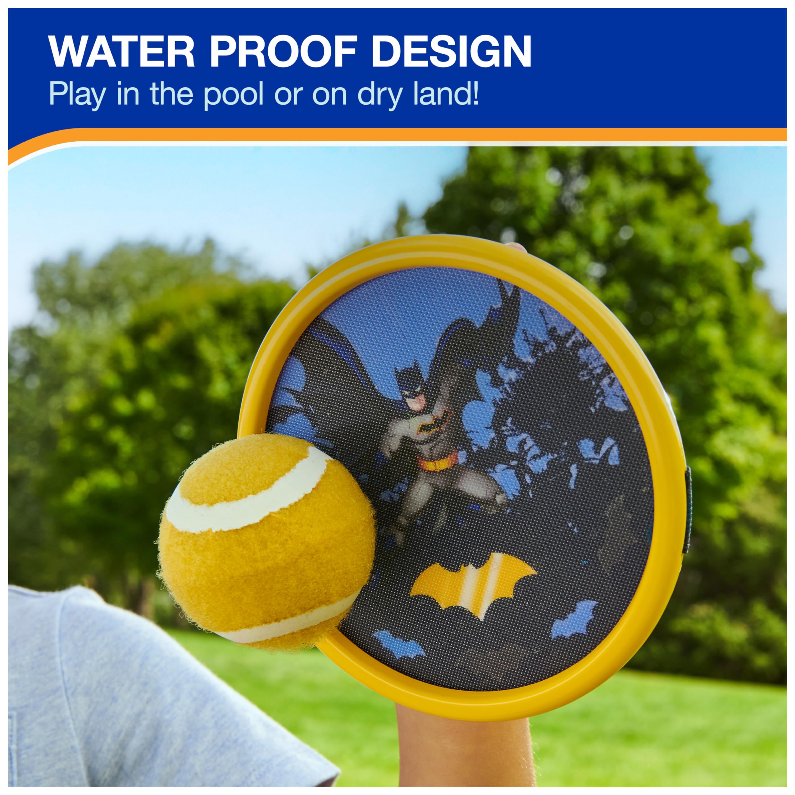 Swimways DC Batman Catch Game – Velcro Paddles & Ball for Pool, Yard & Beach