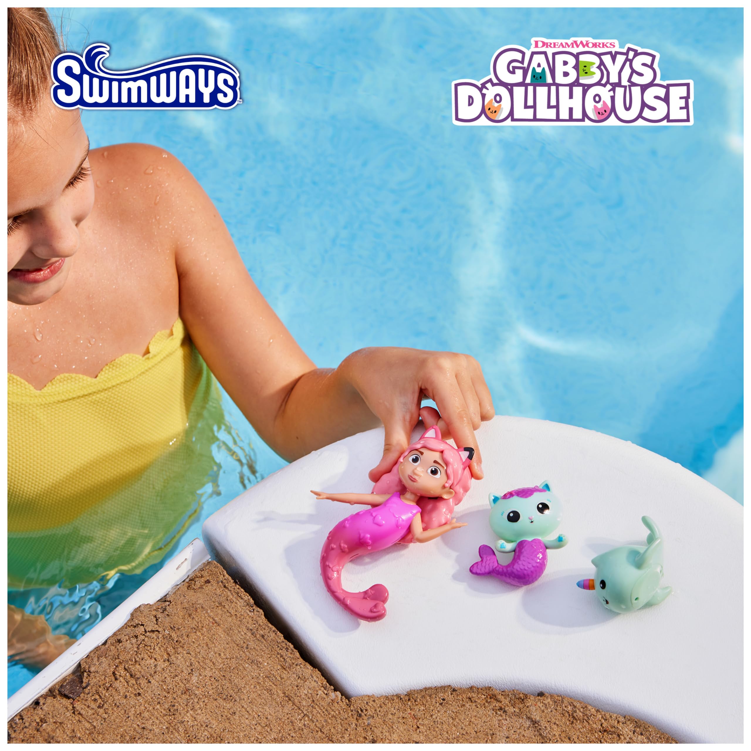 SwimWays Gabby's Dollhouse Dive Characters 3-Pack - Soft Flexible Pool Diving Toys for Kids Ages 5+