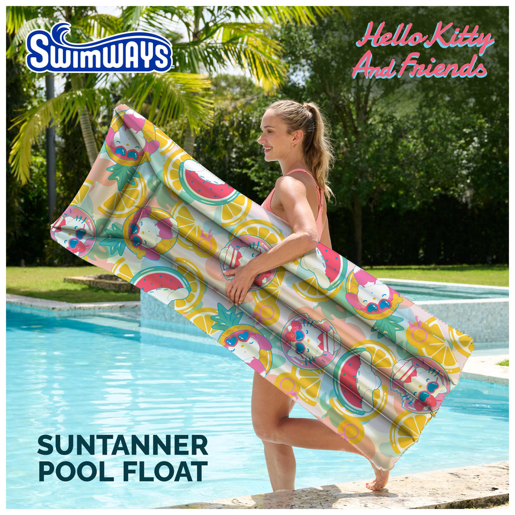SwimWays Hello Kitty Suntanner Inflatable Pool Float - 70 x 23 Inch, Durable PVC, Pool Toy for Teens & Adults