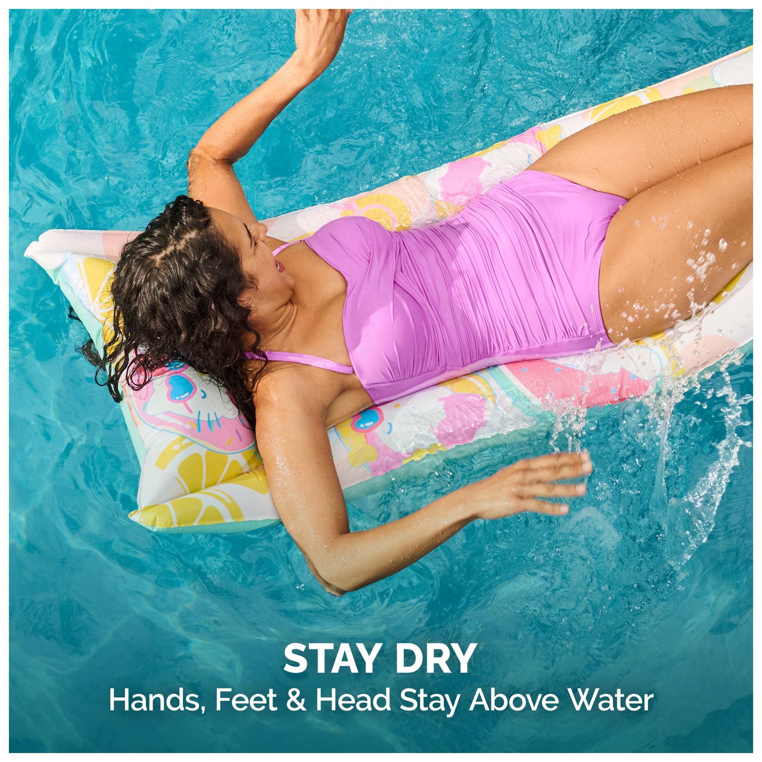 SwimWays Hello Kitty Suntanner Inflatable Pool Float - 70 x 23 Inch, Durable PVC, Pool Toy for Teens & Adults