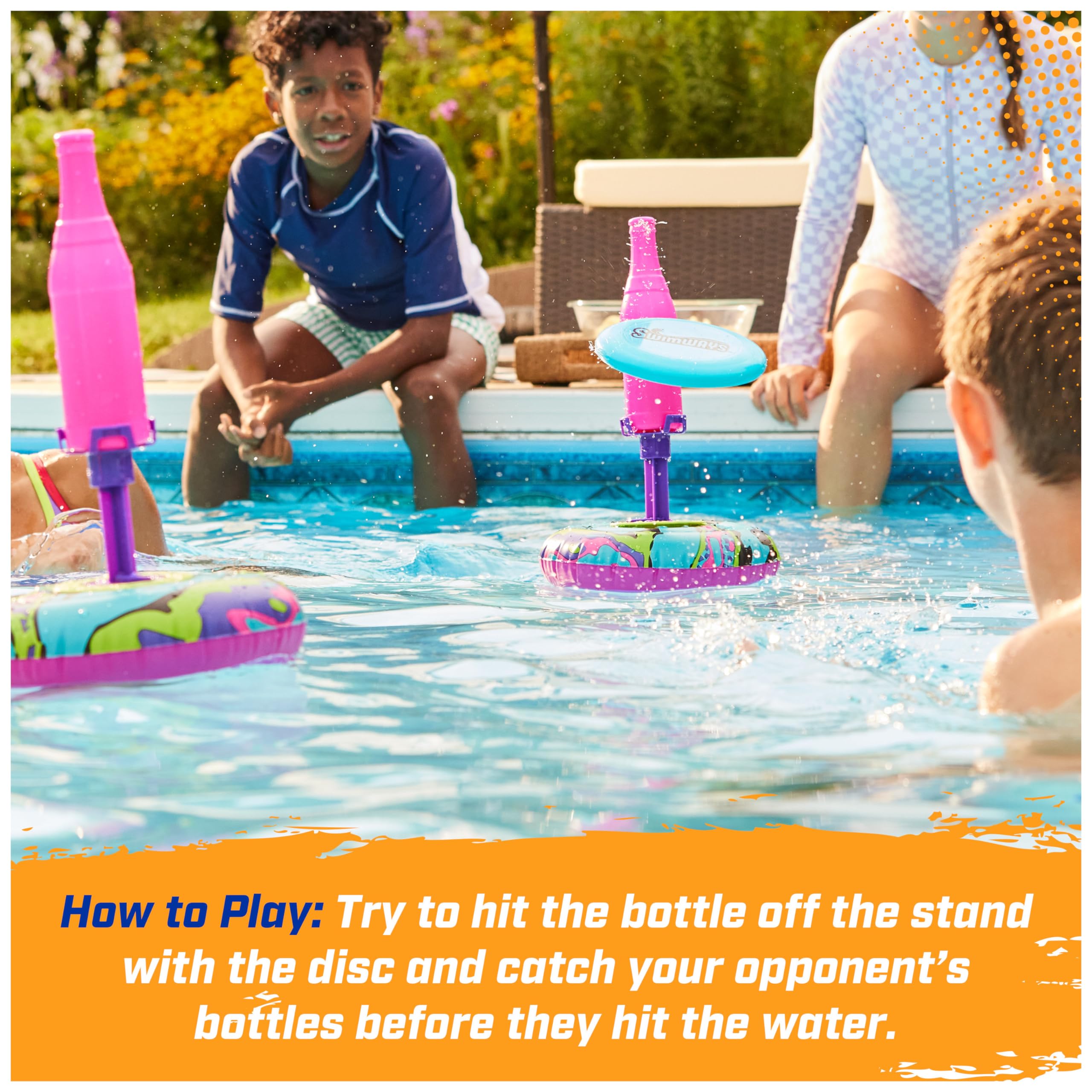 SwimWays Hydro Bottle Splash – A Throwing Disc Pool Game for Kids and Adults