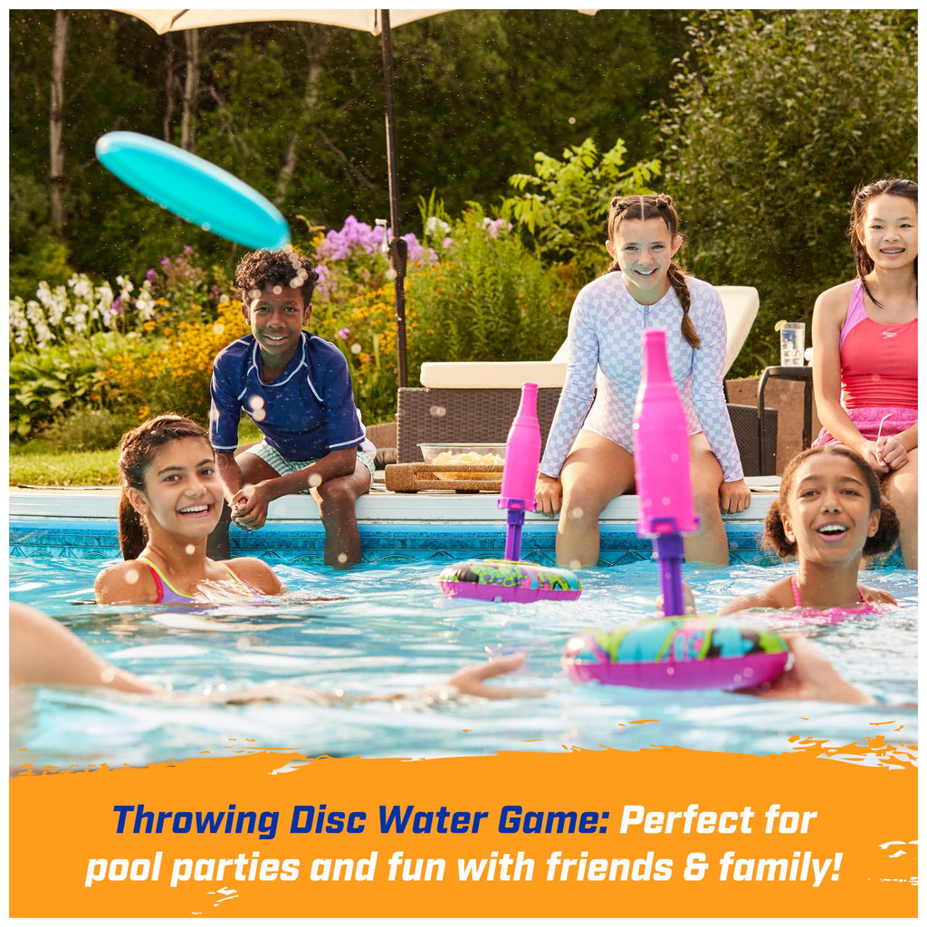 SwimWays Hydro Bottle Splash – A Throwing Disc Pool Game for Kids and Adults