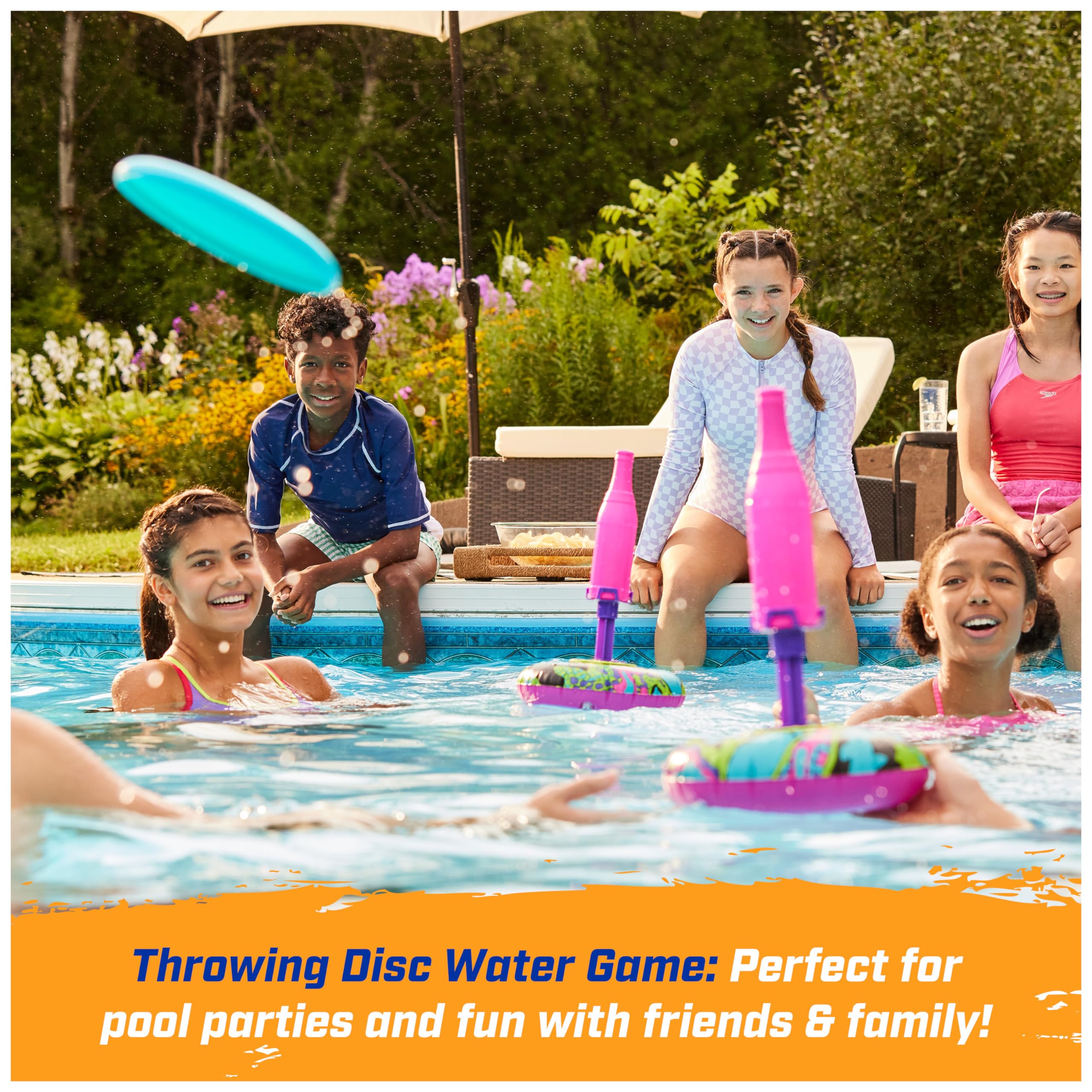 SwimWays Hydro Bottle Splash – A Throwing Disc Pool Game for Kids and Adults