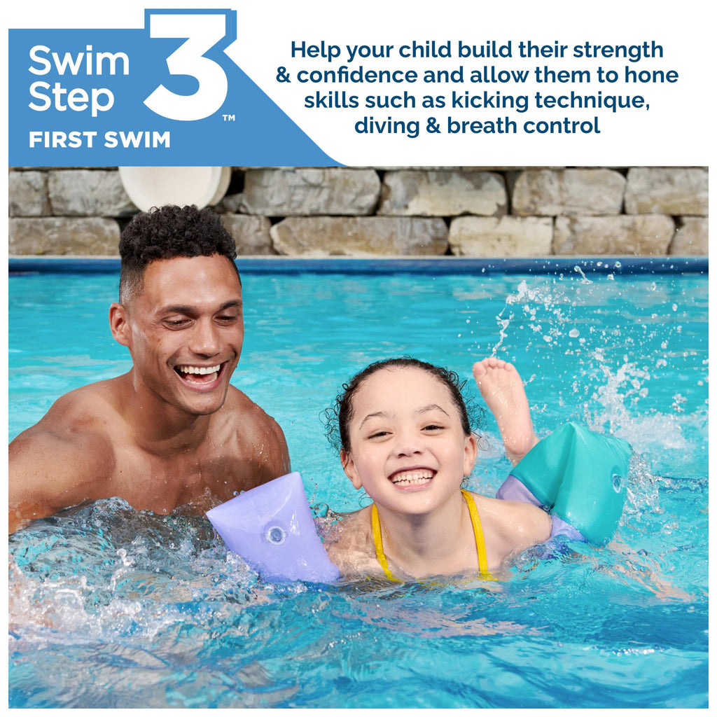 SwimWays Soft Swimmies Toddler Floaties - Purple, Inflatable Arm Bands for Ages 3-5