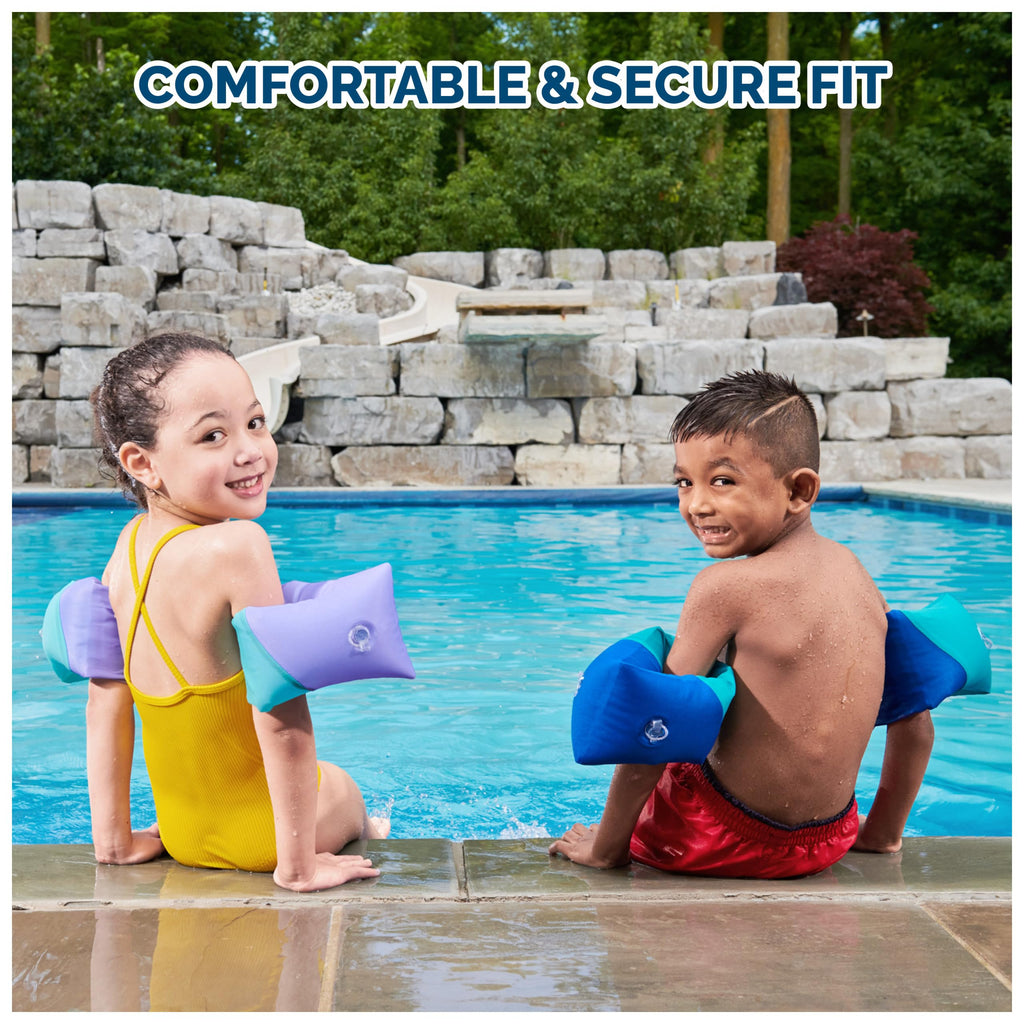 SwimWays Soft Swimmies Toddler Floaties - Purple, Inflatable Arm Bands for Ages 3-5