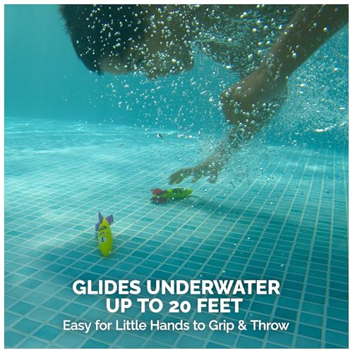 SwimWays Toypedo Bandits Dive Toys 4-Pack – Underwater Gliding Pool Toys for Kids Ages 5+