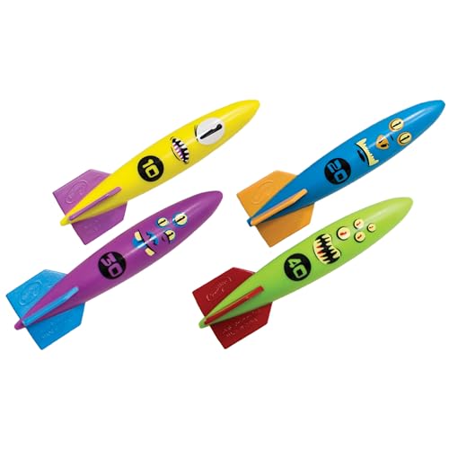 SwimWays Toypedo Bandits Dive Toys 4-Pack – Underwater Gliding Pool Toys for Kids Ages 5+