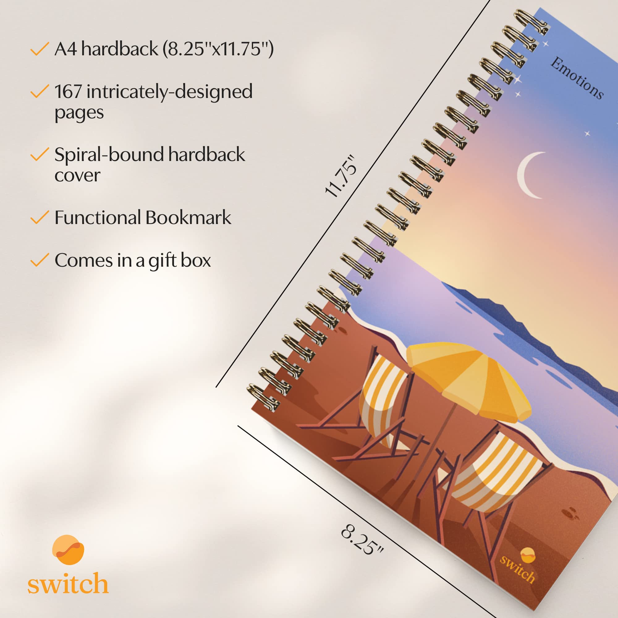 Switch Research Emotions Journal – A4 Self-Care Journal with Psychologist-Backed Exercises and Daily Check-Ins
