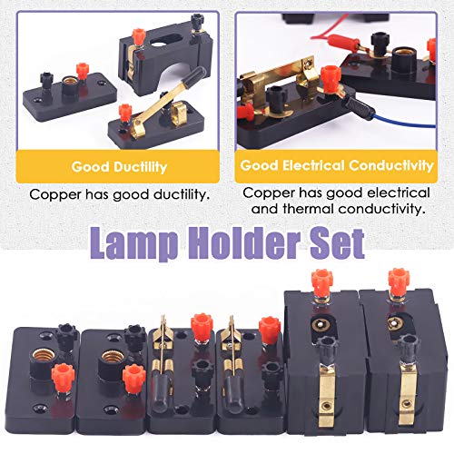 Swpeet 22-Piece Basic Circuit Kit for Physics Experiments - Wires, Battery Holders, Switches, Bulb Holders & E10 Bulbs