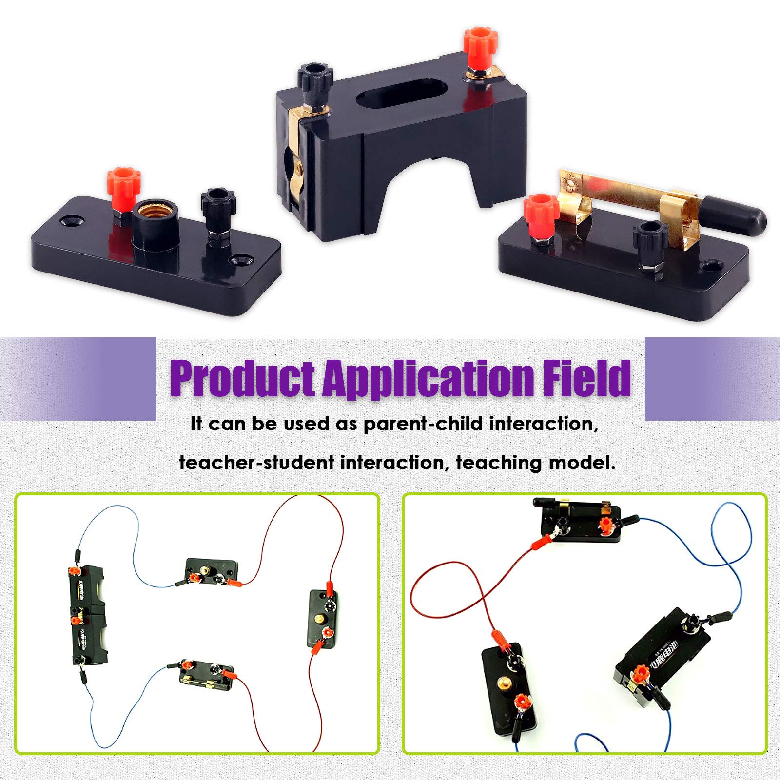 Swpeet 22-Piece Basic Circuit Kit for Physics Experiments - Wires, Battery Holders, Switches, Bulb Holders & E10 Bulbs